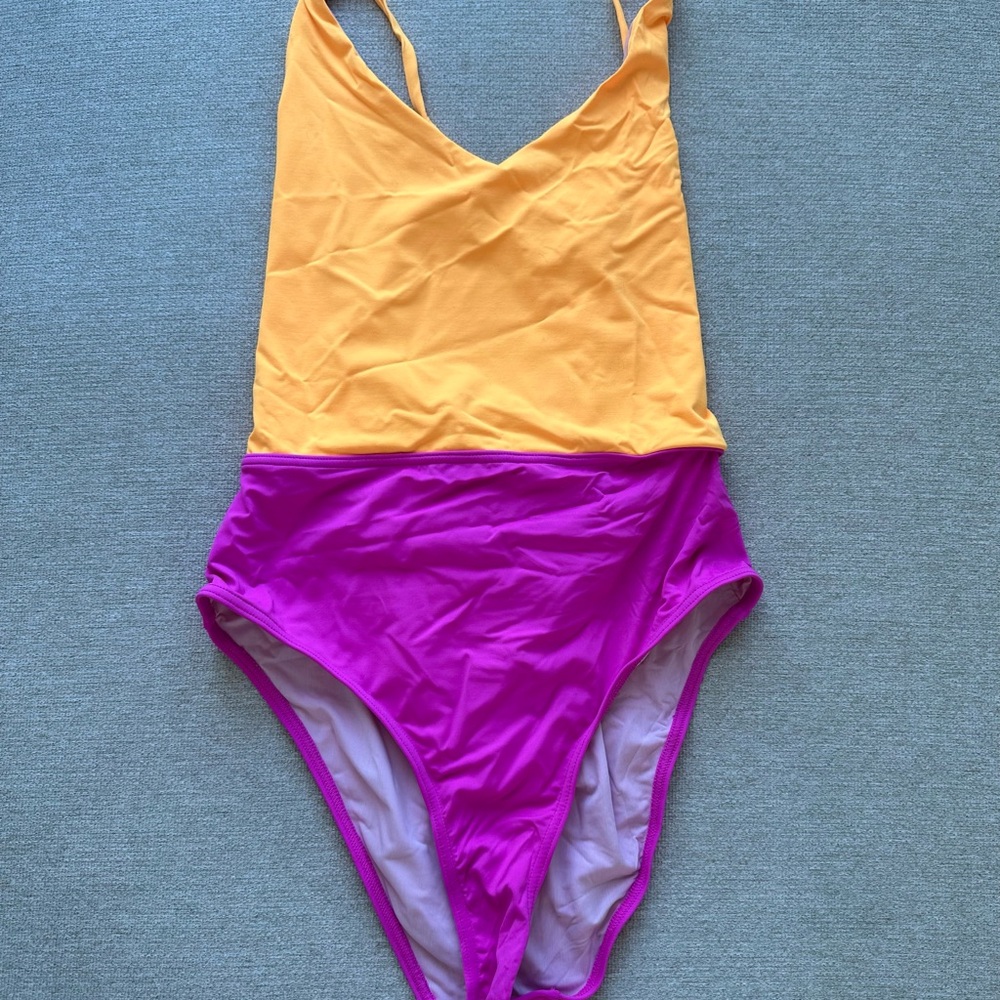 Simons Yellow and Pink One Piece Swimsuit
